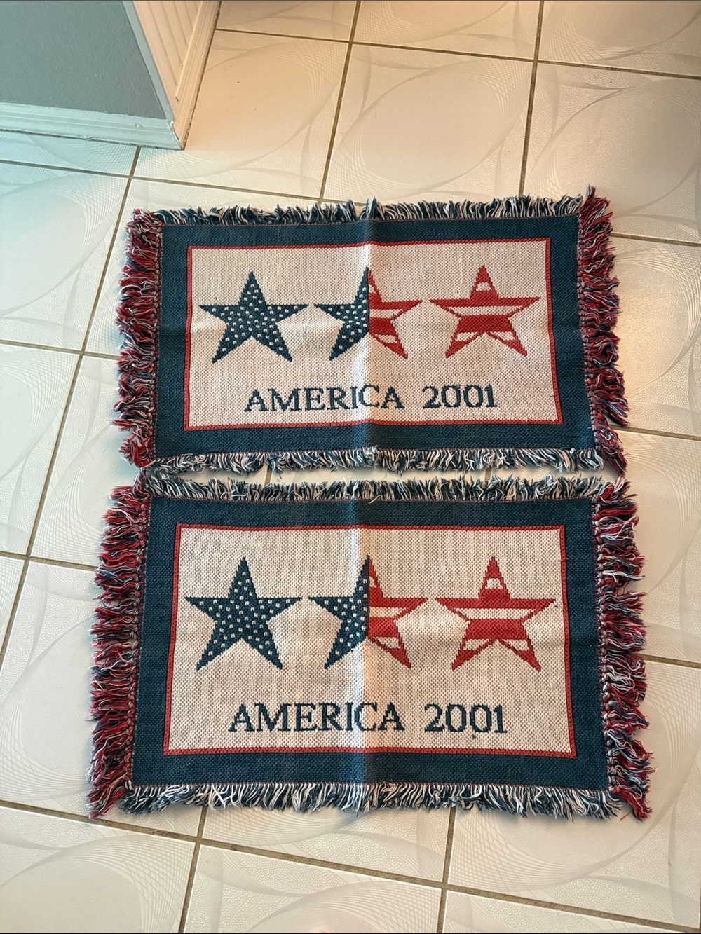 Pair of  America 2001 Fringe Accent Rug - 9/11 Commemorative